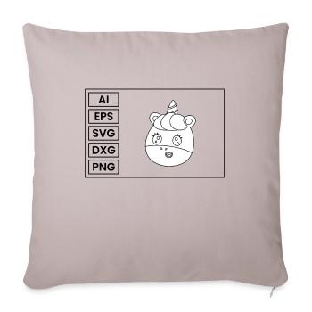 Unicorn Coloring Page Graphic Collection - Throw Pillow Cover 17.5” x 17.5” - light taupe - Front