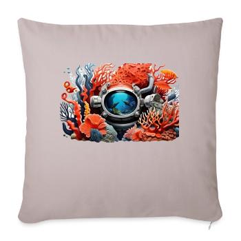 Depth of ocean - Throw Pillow Cover 17.5” x 17.5” - light taupe - Front
