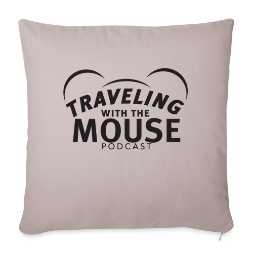 TravelingWithTheMouse logo transparent blk LG Crop - Throw Pillow Cover 17.5” x 17.5”