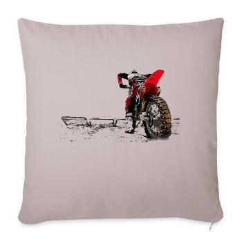 Motocross - Throw Pillow Cover 17.5” x 17.5” - light taupe - Front
