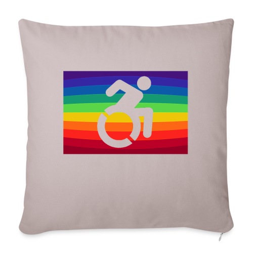 Rainbow wheelchair, LGBTQ flag 001 - Throw Pillow Cover 17.5” x 17.5”