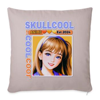 Skullcool cool cool style anime - Throw Pillow Cover 17.5” x 17.5” - light taupe - Front