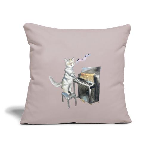 Bijou the Cat + The Upright Piano - Throw Pillow Cover 17.5” x 17.5”