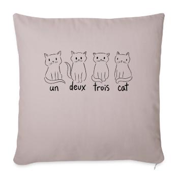 Un Deux Trois Cat French Counting - Throw Pillow Cover 17.5” x 17.5” - light taupe - Front