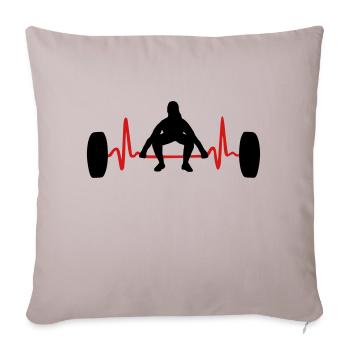 Weightlifting Woman & Heartbeat - Throw Pillow Cover 17.5” x 17.5” - light taupe - Front