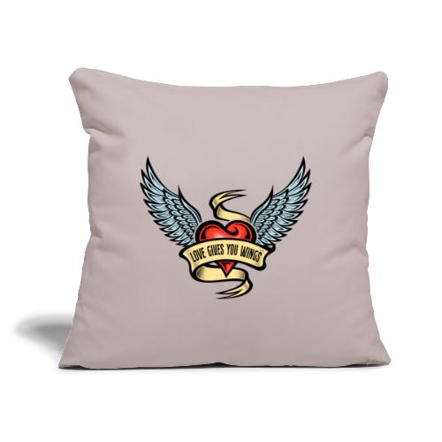 Love Gives You Wings, Heart With Wings - Throw Pillow Cover 17.5” x 17.5”
