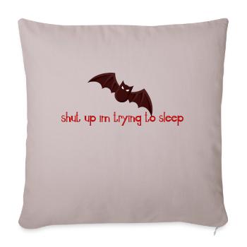 sleepy bat - Throw Pillow Cover 17.5” x 17.5” - light taupe - Front