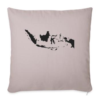 Indonesia Map in Black - Throw Pillow Cover 17.5” x 17.5” - light taupe - Front