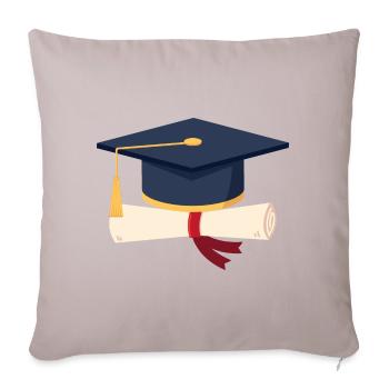 Graduation Cap Diploma Graduate Symbol - Throw Pillow Cover 17.5” x 17.5” - light taupe - Front