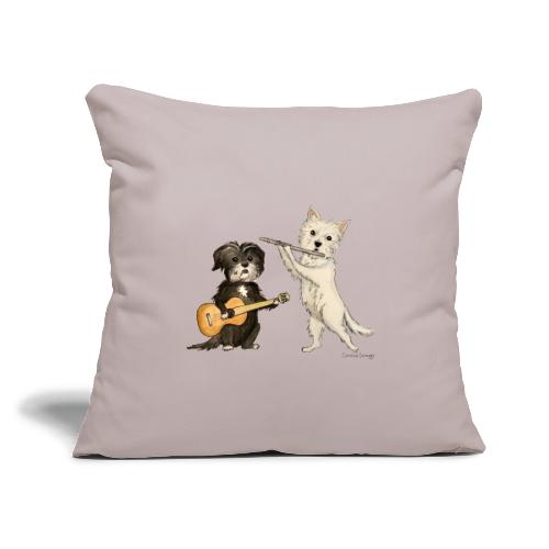 Buddy + Nuggie | Terriers + Guitar & Flute - Throw Pillow Cover 17.5” x 17.5”