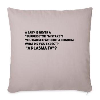 funny use condom - Throw Pillow Cover 17.5” x 17.5” - light taupe - Front