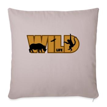 Wild life zoo - Throw Pillow Cover 17.5” x 17.5” - light taupe - Front