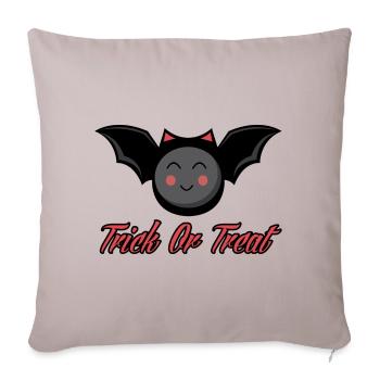 Cute Bat trick or treat - Throw Pillow Cover 17.5” x 17.5” - light taupe - Front