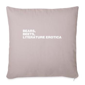 Bears, Beets, Literature - Throw Pillow Cover 17.5” x 17.5” - light taupe - Front