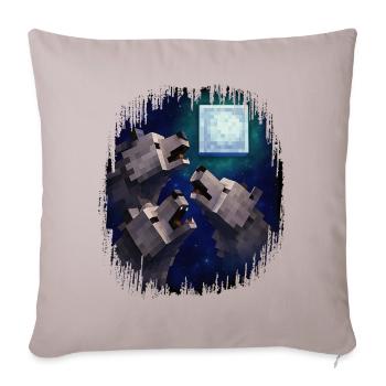 Retro Pixel Art 3 Wolfs hero Howling At The Moon - Throw Pillow Cover 17.5” x 17.5” - light taupe - Front