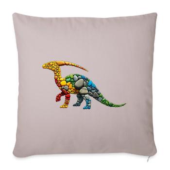 Colorful Pebble Brachiosaurus Dinosaur - Throw Pillow Cover 17.5” x 17.5” - light taupe - Front