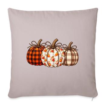 Autumn Patchwork Pumpkins - Throw Pillow Cover 17.5” x 17.5” - light taupe - Front