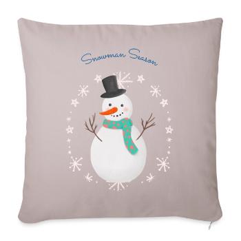 Snowman Season - Throw Pillow Cover 17.5” x 17.5” - light taupe - Front