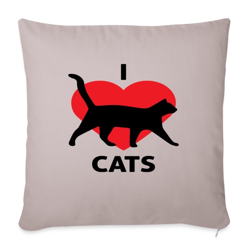 I Love Cats - Throw Pillow Cover 17.5” x 17.5”