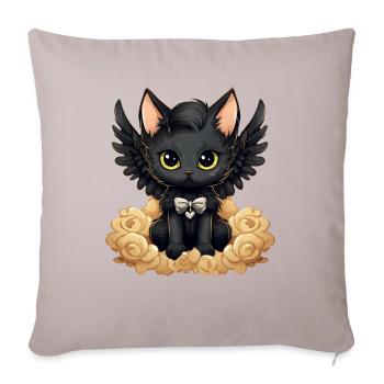 husky German Shepherd with Violin – Musical Dog - Throw Pillow Cover 17.5” x 17.5” - light taupe - Front
