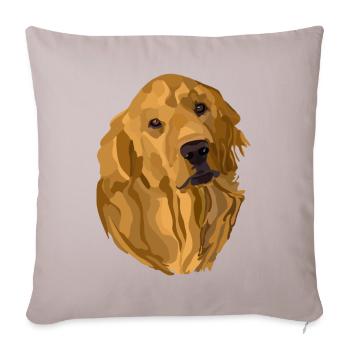 Golden Retriever Hand Drawn Digital Art - Throw Pillow Cover 17.5” x 17.5” - light taupe - Front