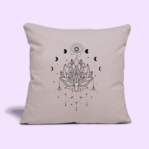 Third Eye Black Lotus Flower - Moon Cycle Design - Throw Pillow Cover 17.5” x 17.5”