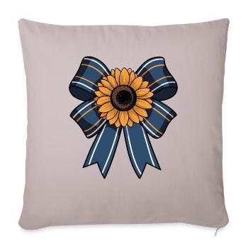 Sunflower on Blue Bow - Throw Pillow Cover 17.5” x 17.5” - light taupe - Front