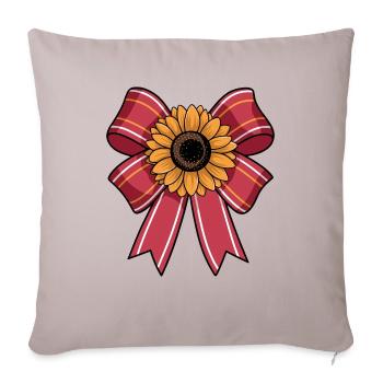 Sunflower On Red Bow - Throw Pillow Cover 17.5” x 17.5” - light taupe - Front