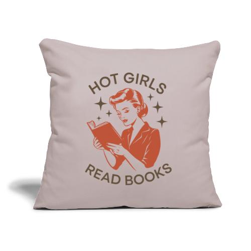 Hot Girls Read Books - Vintage Reader - Throw Pillow Cover 17.5” x 17.5”