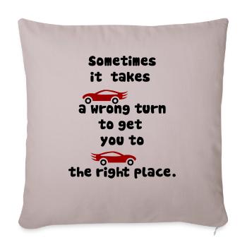 Wrong turn right turn - Throw Pillow Cover 17.5” x 17.5” - light taupe - Front