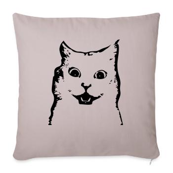 surprised cat - Throw Pillow Cover 17.5” x 17.5” - light taupe - Front