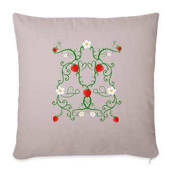 Heart Berry - Throw Pillow Cover 17.5” x 17.5” - light taupe - Front