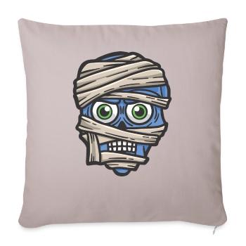 Mummy Face Scary Halloween Night - Throw Pillow Cover 17.5” x 17.5” - light taupe - Front
