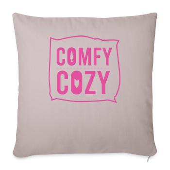 Comfy Cozy Christmas Holiday Season - Throw Pillow Cover 17.5” x 17.5” - light taupe - Front