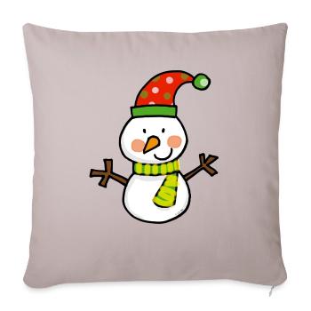 Winter White Snowman - Throw Pillow Cover 17.5” x 17.5” - light taupe - Front