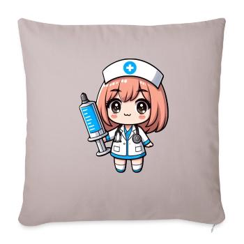 Cute Chibi Nurse - healthcare, anime, medical - Throw Pillow Cover 17.5” x 17.5” - light taupe - Front