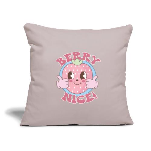 Berry Nice! Cute Strawberry Thumbs Up - Throw Pillow Cover 17.5” x 17.5”