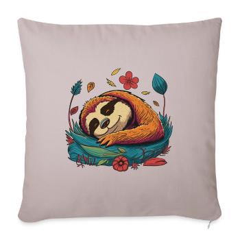 Sleepy Sloth - Throw Pillow Cover 17.5” x 17.5” - light taupe - Front