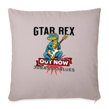 Gtar Rex Jurassic Blues Dinosaur Lizard Design - Throw Pillow Cover 17.5” x 17.5” - light taupe - Front