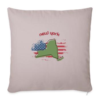 NY - Throw Pillow Cover 17.5” x 17.5” - light taupe - Front