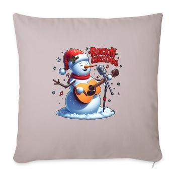 Rockin' Christmas Snowman - Throw Pillow Cover 17.5” x 17.5” - light taupe - Front