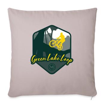 Green Lake Loop - Michigan - Throw Pillow Cover 17.5” x 17.5” - light taupe - Front