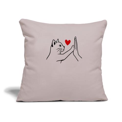 Cat Lover High-Five T-Shirt - Throw Pillow Cover 17.5” x 17.5”