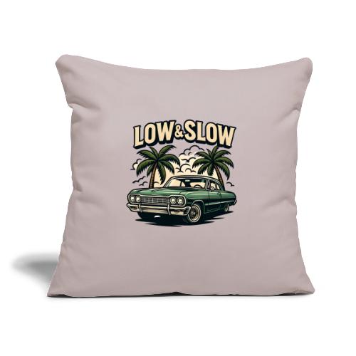 Classic Lowrider Car | Low & Slow Retro T-Shirt - Throw Pillow Cover 17.5” x 17.5”