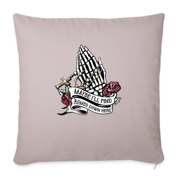 Romeo Gothic Bones Skeleton Roses Death Grave - Throw Pillow Cover 17.5” x 17.5” - light taupe - Front