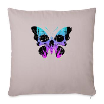 Gothic Butterfly Skull Bones Skeleton Death Grave - Throw Pillow Cover 17.5” x 17.5” - light taupe - Front