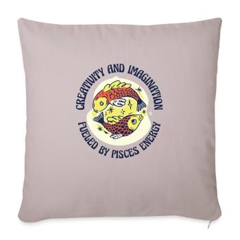 Pisces Energy Creativity Astrology Imagination - Throw Pillow Cover 17.5” x 17.5” - light taupe - Front