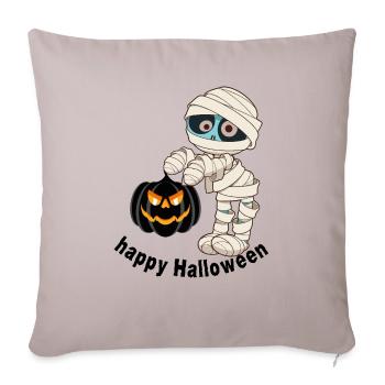happy halloween pumpkin mummy - Throw Pillow Cover 17.5” x 17.5” - light taupe - Front
