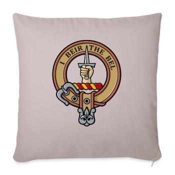 Clan Bell Crest - Throw Pillow Cover 17.5” x 17.5” - light taupe - Front