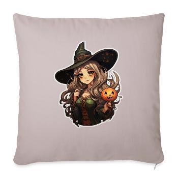 Sweet witch - Throw Pillow Cover 17.5” x 17.5” - light taupe - Front
